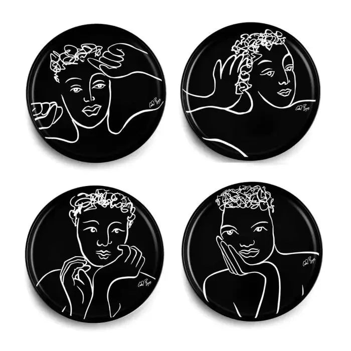 Sketchbook Black DINNER PLATE SET OF 4 Carrr