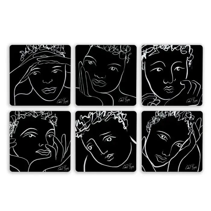 Sketchbook Black COASTER SET OF 6 Carrr