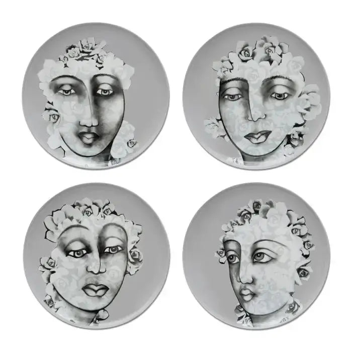 Succulent Faces DINNER PLATE SET OF 4 Carrr