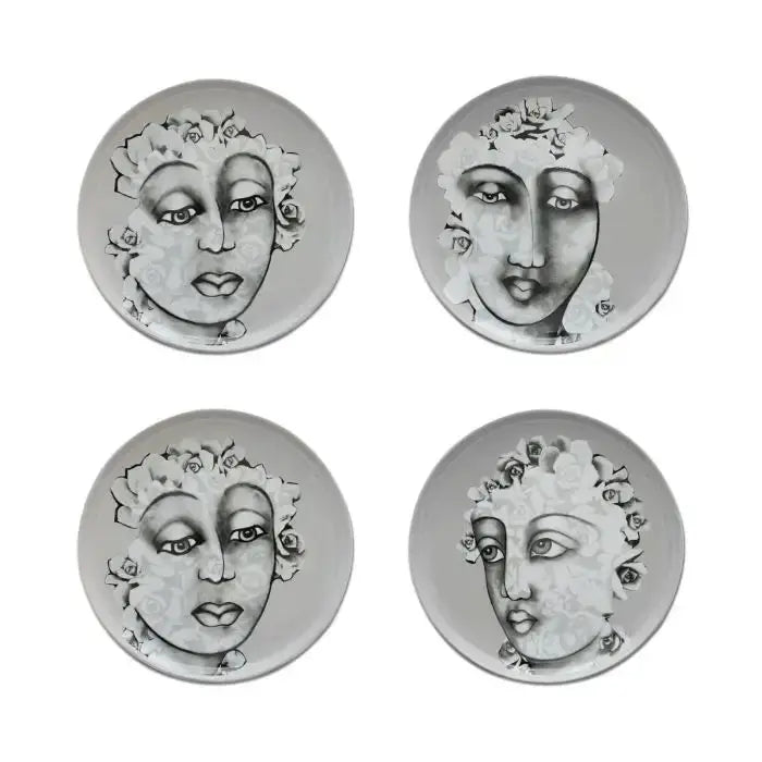 Succulent Faces SIDE PLATE SET OF 4 Carrr