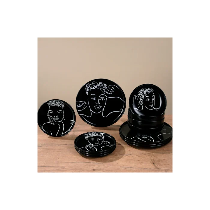 Sketchbook Black DINNERWARE 12pc SET Carrr