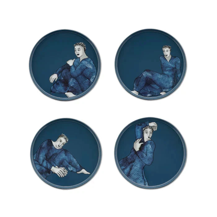 Indigo Blues SIDE PLATE SET OF 4 Carrr